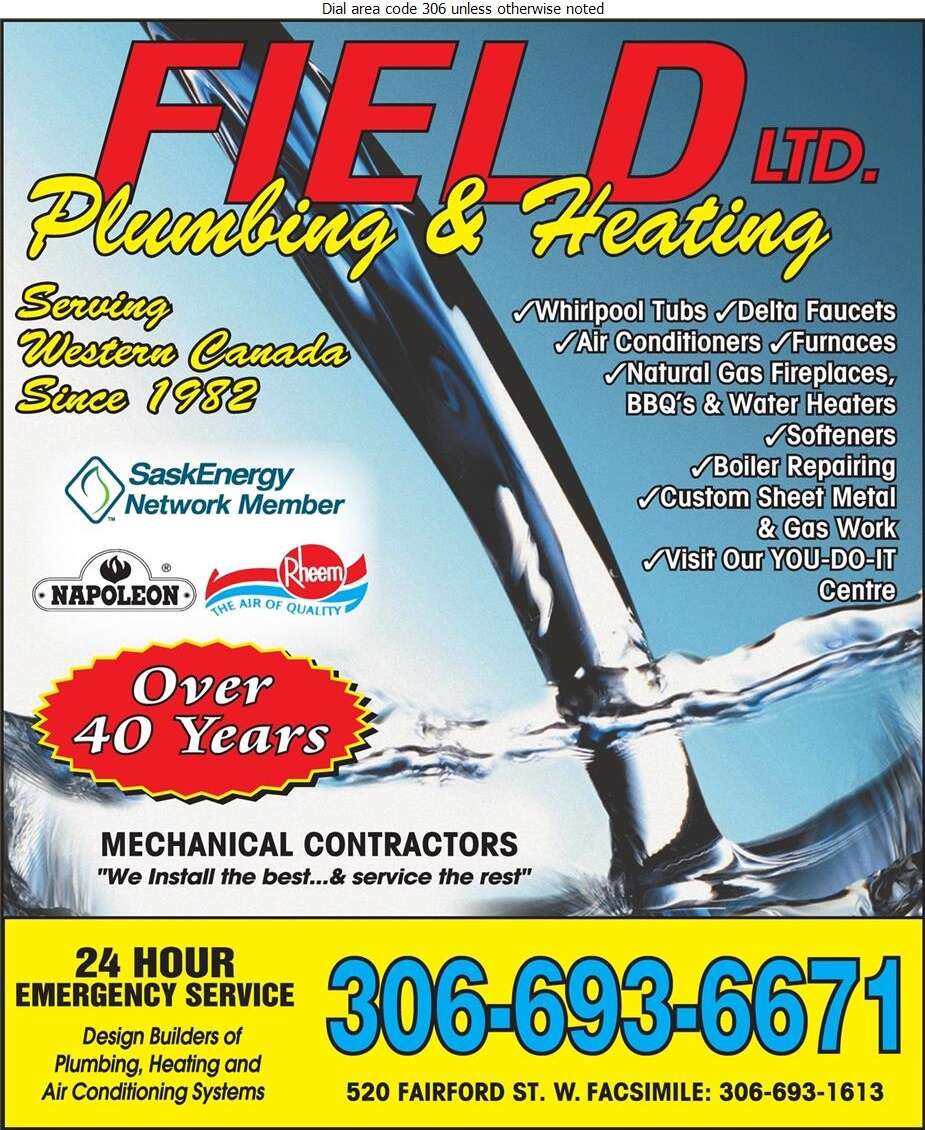 Field Plumbing & Heating Ltd in Moose Jaw, SK - Mysask411