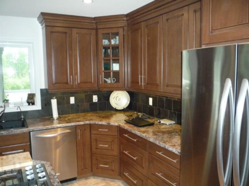 Maple cabinets finished to the ceiling